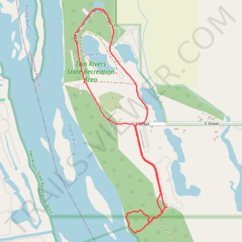 Hiking at Two Rivers State Recreation Area trail, distance, elevation, map, profile, GPS track
