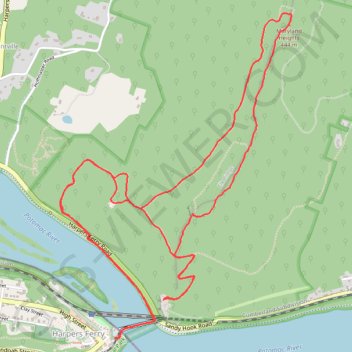 Maryland Heights Loop via Stone Fort Trail in Harpers Ferry National Historical Park trail, distance, elevation, map, profile, GPS track