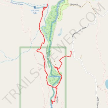 Hike from Devils Postpile to Minaret Falls trail, distance, elevation, map, profile, GPS track