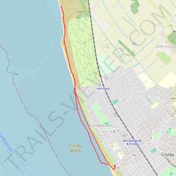 Crosby Beach Walk trail, distance, elevation, map, profile, GPS track