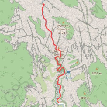 Big Springs via Zion Canyon and Mystery Canyon Waterfall trail, distance, elevation, map, profile, GPS track