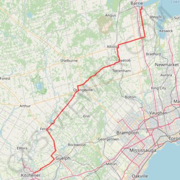 Ontario country roads trail, distance, elevation, map, profile, GPS track