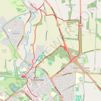Cirencester north trail, distance, elevation, map, profile, GPS track