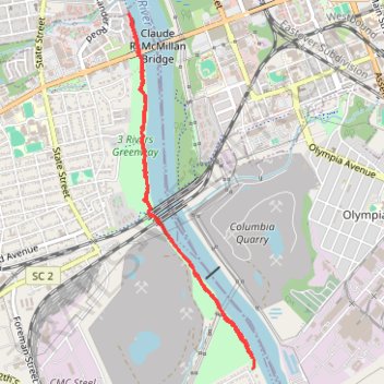 Cayce Riverwalk hike trail, distance, elevation, map, profile, GPS track