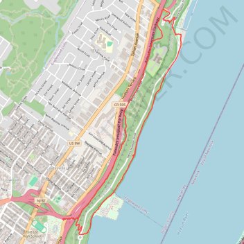 Palisades Shore Trail and Long Trail loop trail, distance, elevation, map, profile, GPS track