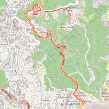 Camp John Hay - Purok Sadjo-Sufo Compound trail, distance, elevation, map, profile, GPS track