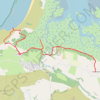 Llandimore Marsh trail, distance, elevation, map, profile, GPS track