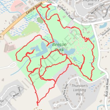 Woodland trails around Benson Park, Hudson, NH trail, distance, elevation, map, profile, GPS track