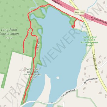 Walked Long Pond Trail in Sturbridge trail, distance, elevation, map, profile, GPS track