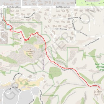 Camelback Mountain trail, distance, elevation, map, profile, GPS track