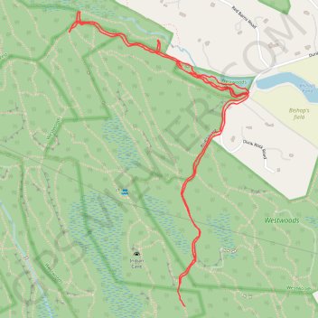 Westwoods green triangle and square near Dunk Rock Road trail, distance, elevation, map, profile, GPS track