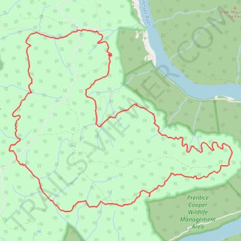 Pot Point Loop Hike in Prentice Cooper State Forest trail, distance, elevation, map, profile, GPS track