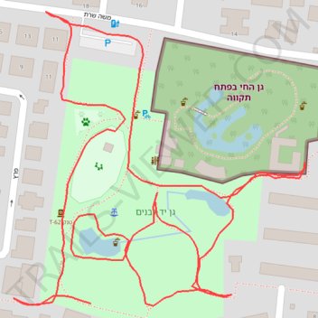 Yad LaBanim Park in Petah Tikva trail, distance, elevation, map, profile, GPS track