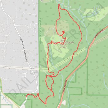 South Tiger Mountain Loop Hike trail, distance, elevation, map, profile, GPS track