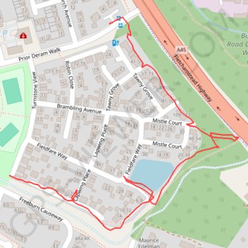 Canley footpath trail, distance, elevation, map, profile, GPS track
