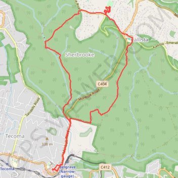 Belgrave > Grants > George Tindale > Sherbrooke Falls > Belgrave trail, distance, elevation, map, profile, GPS track