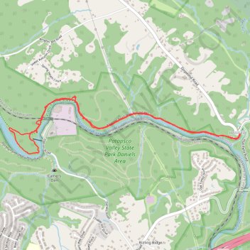 Alberton Road/Thru Trail (white) in Patapsco Valley State Park Daniels Area trail, distance, elevation, map, profile, GPS track