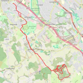 Ballycorus leadmines mtb trails brush clearing trail, distance, elevation, map, profile, GPS track