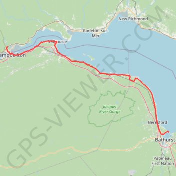 Campbellton - Bathurst trail, distance, elevation, map, profile, GPS track
