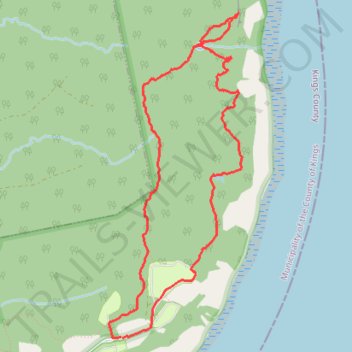 Jodrey Trail and Woodland Trail loop hike in Blomidon Provincial Park trail, distance, elevation, map, profile, GPS track