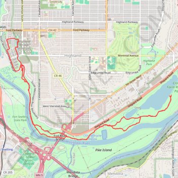 Crosby Farm-Hidden Falls Ride trail, distance, elevation, map, profile, GPS track