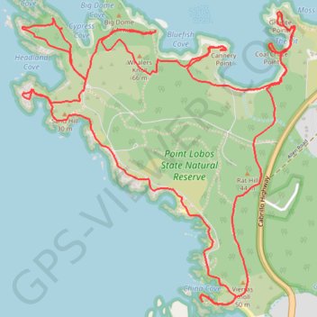 Point Lobos Loop trail, distance, elevation, map, profile, GPS track
