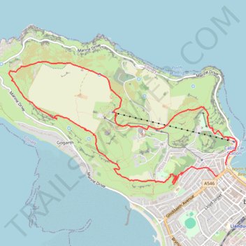 Great Orme Summit and Loop trail, distance, elevation, map, profile, GPS track