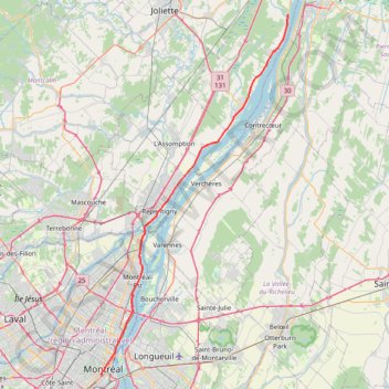 Montréal - Lanoraie trail, distance, elevation, map, profile, GPS track
