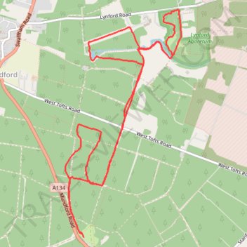 Lynford Walk trail, distance, elevation, map, profile, GPS track