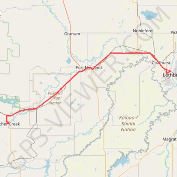 Pincher Creek - Lethbridge trail, distance, elevation, map, profile, GPS track