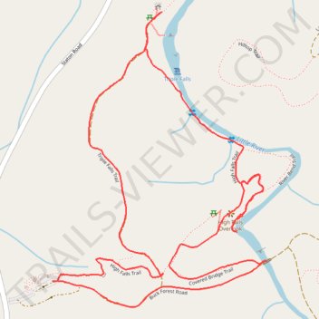 Triple Falls and High Falls Loop trail, distance, elevation, map, profile, GPS track