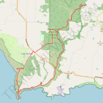 Greens Bush, Mornington Peninsula National Park and Cape schanck loop trail, distance, elevation, map, profile, GPS track