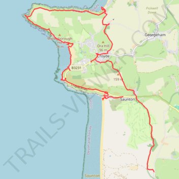 Loop Walk from Saunton trail, distance, elevation, map, profile, GPS track