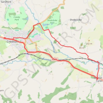 Crediton - Newton St Cyres trail, distance, elevation, map, profile, GPS track