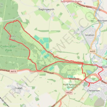 Cirencester Park trail, distance, elevation, map, profile, GPS track