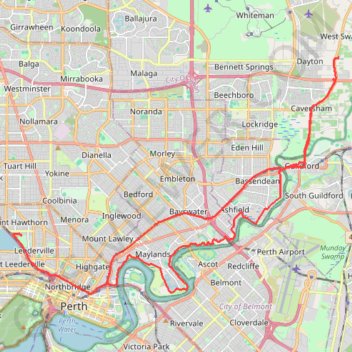 Leederville - Swan Valley trail, distance, elevation, map, profile, GPS track
