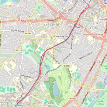 Birmingham Canal path walk to University trail, distance, elevation, map, profile, GPS track