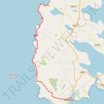 Hike from Skara Brae to Stromness trail, distance, elevation, map, profile, GPS track