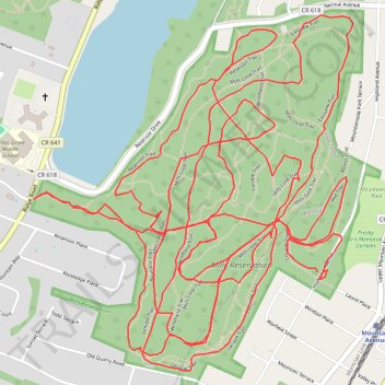 Mills Reservation Trails trail, distance, elevation, map, profile, GPS track