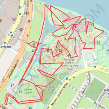 Gardens by the Bay trail, distance, elevation, map, profile, GPS track