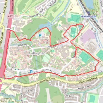 University of Newcastle trail, distance, elevation, map, profile, GPS track