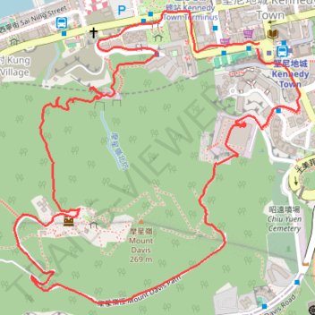 摩星嶺北右坑 trail, distance, elevation, map, profile, GPS track