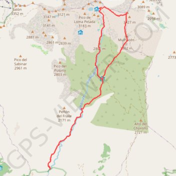 Ascent of Mulhacén from Capileira staying at Refugio Poqueira trail, distance, elevation, map, profile, GPS track