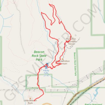 Hamilton Mountain Loop Trail via Hardy Falls, Rodney Falls and Hardy Creek trail, distance, elevation, map, profile, GPS track