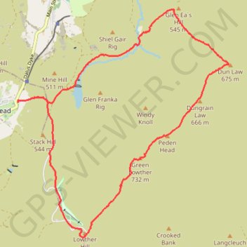 Lowther hills hillwalk trail, distance, elevation, map, profile, GPS track