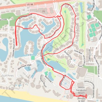 Sandestin loop run trail, distance, elevation, map, profile, GPS track