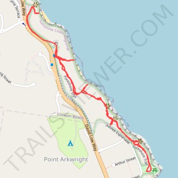 Yaroomba Coolum Foreshore Trail trail, distance, elevation, map, profile, GPS track