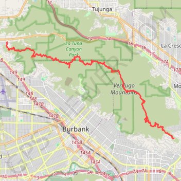 Verdugo Mountains Full Ridge trail, distance, elevation, map, profile, GPS track