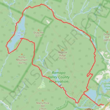 Loop Hike to Bear Swamp Lake in Ramapo Valley County Reservation trail, distance, elevation, map, profile, GPS track