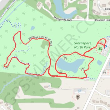 Paths at Greenspace North Park trail, distance, elevation, map, profile, GPS track